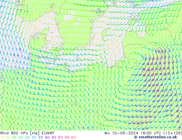 Vento 850 hPa ECMWF Seg 10.06.2024 18 UTC