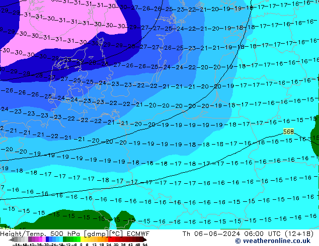 Z500/Rain (+SLP)/Z850 ECMWF Th 06.06.2024 06 UTC