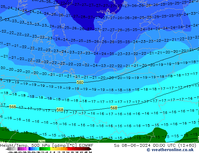 Z500/Rain (+SLP)/Z850 ECMWF Sáb 08.06.2024 00 UTC