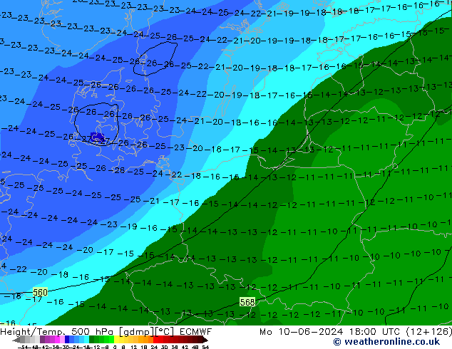 Z500/Rain (+SLP)/Z850 ECMWF пн 10.06.2024 18 UTC