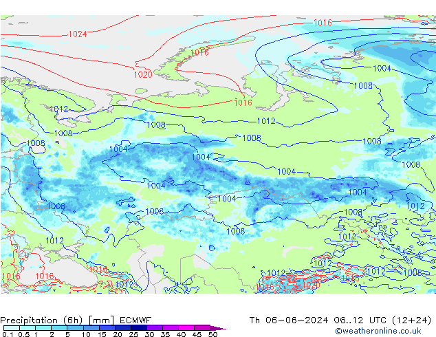 Z500/Rain (+SLP)/Z850 ECMWF gio 06.06.2024 12 UTC