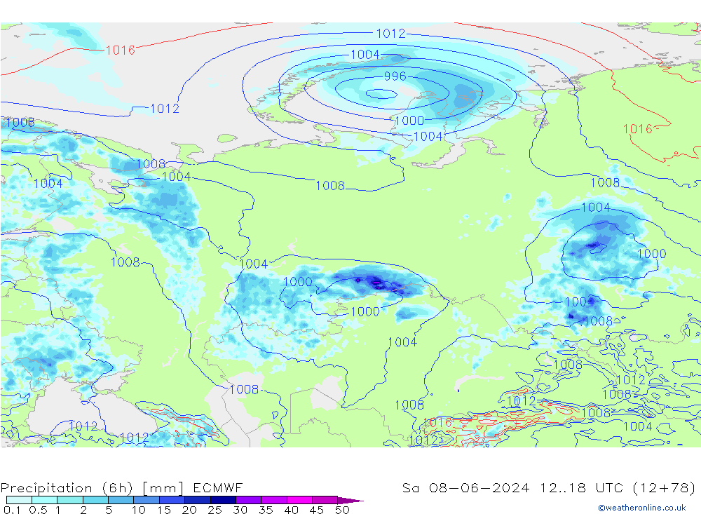 Z500/Rain (+SLP)/Z850 ECMWF  08.06.2024 18 UTC