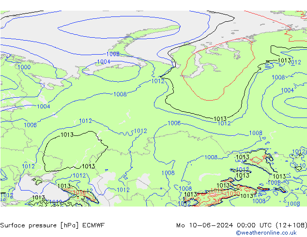 Surface pressure ECMWF Mo 10.06.2024 00 UTC