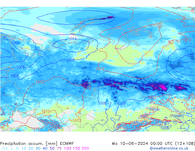 Precipitation accum. ECMWF Mo 10.06.2024 00 UTC