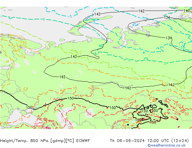 Z500/Rain (+SLP)/Z850 ECMWF gio 06.06.2024 12 UTC