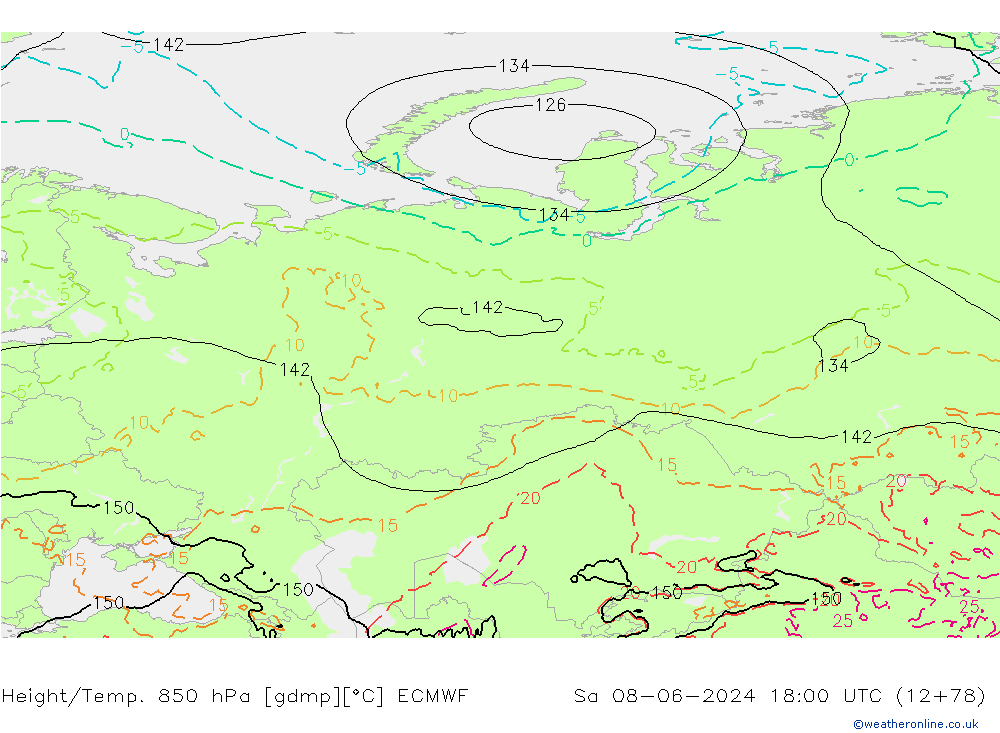 Z500/Rain (+SLP)/Z850 ECMWF  08.06.2024 18 UTC