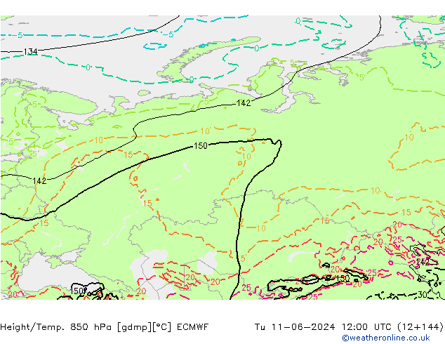 Z500/Regen(+SLP)/Z850 ECMWF di 11.06.2024 12 UTC