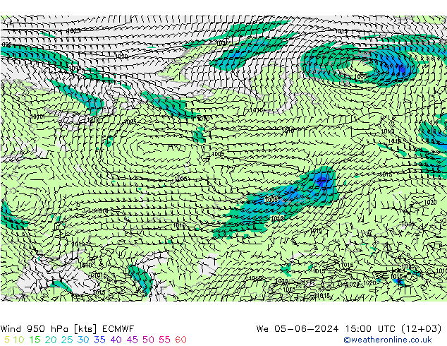 Vento 950 hPa ECMWF Qua 05.06.2024 15 UTC