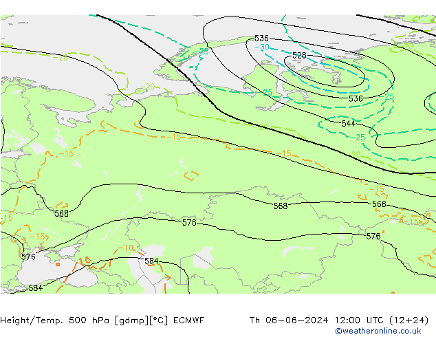 Z500/Rain (+SLP)/Z850 ECMWF gio 06.06.2024 12 UTC