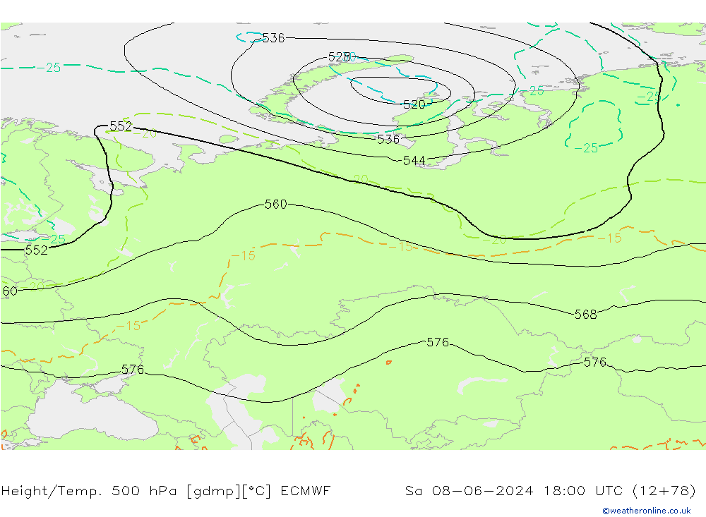 Z500/Rain (+SLP)/Z850 ECMWF  08.06.2024 18 UTC