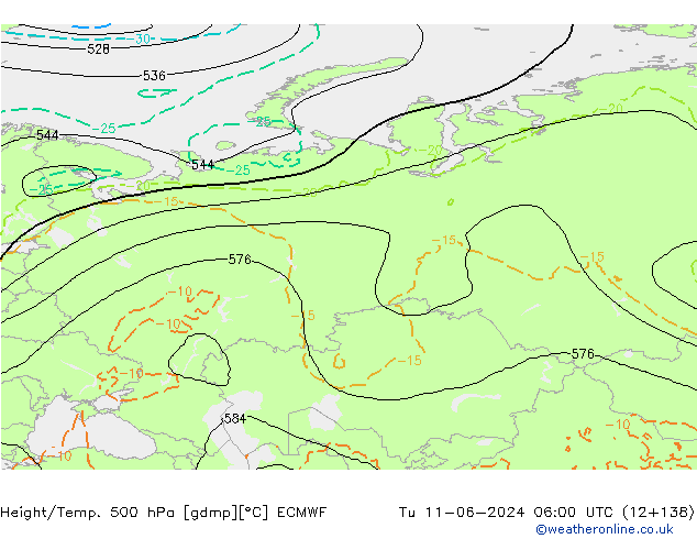 Z500/Regen(+SLP)/Z850 ECMWF di 11.06.2024 06 UTC