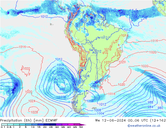 Z500/Yağmur (+YB)/Z850 ECMWF Çar 12.06.2024 06 UTC