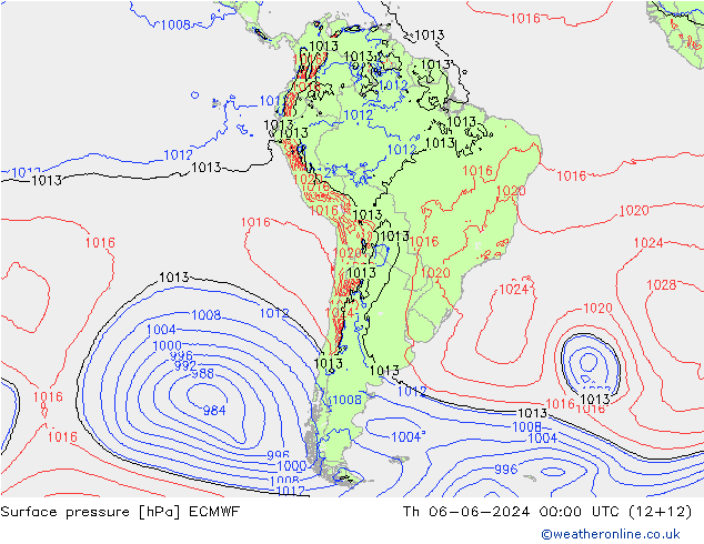 приземное давление ECMWF чт 06.06.2024 00 UTC