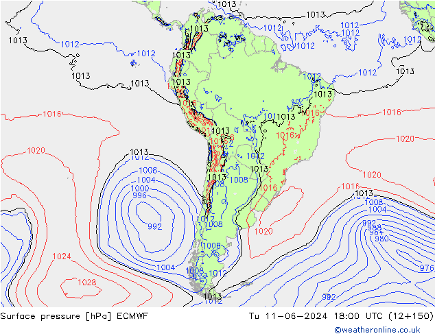 Luchtdruk (Grond) ECMWF di 11.06.2024 18 UTC