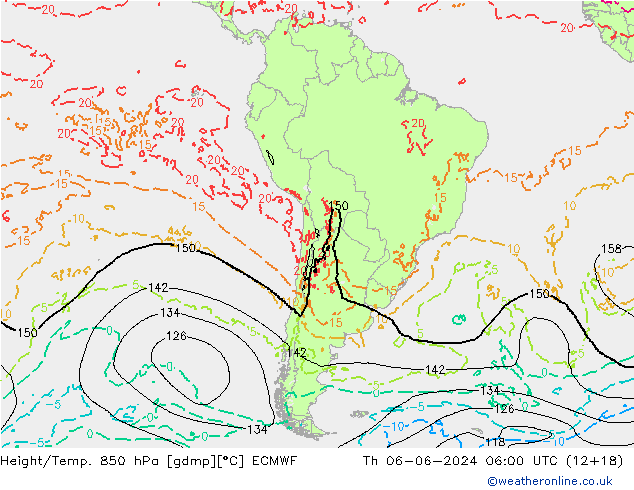 Z500/Rain (+SLP)/Z850 ECMWF Qui 06.06.2024 06 UTC