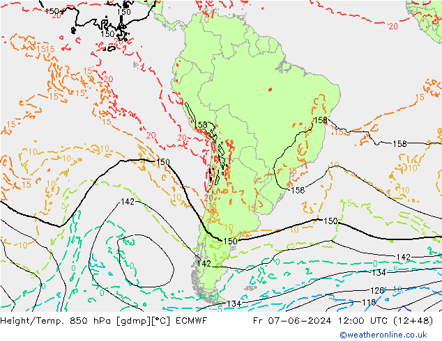 Z500/Rain (+SLP)/Z850 ECMWF Sex 07.06.2024 12 UTC