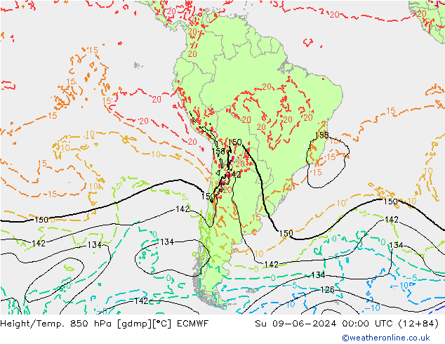 Z500/Rain (+SLP)/Z850 ECMWF Вс 09.06.2024 00 UTC