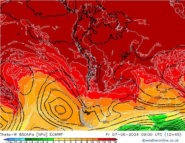 Theta-W 850hPa ECMWF Pá 07.06.2024 09 UTC