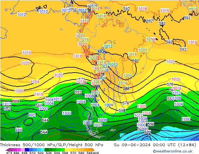 Dikte 500-1000hPa ECMWF zo 09.06.2024 00 UTC