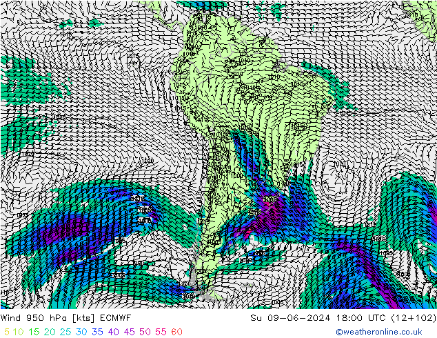 Wind 950 hPa ECMWF Su 09.06.2024 18 UTC