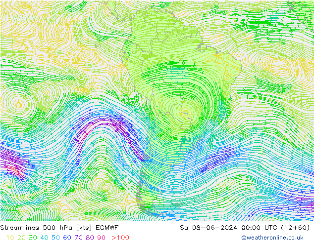 Streamlines 500 hPa ECMWF Sa 08.06.2024 00 UTC