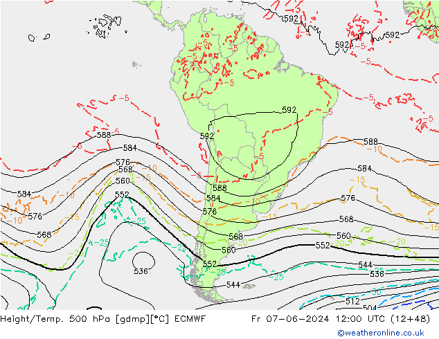 Z500/Rain (+SLP)/Z850 ECMWF Sex 07.06.2024 12 UTC