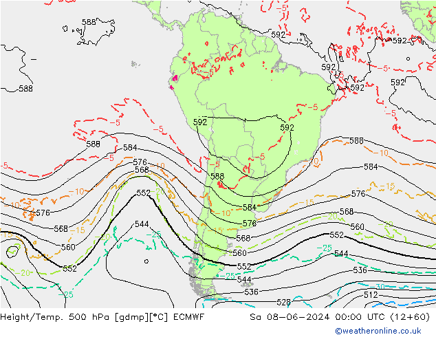 Z500/Rain (+SLP)/Z850 ECMWF Sa 08.06.2024 00 UTC