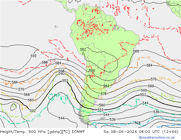 Height/Temp. 500 hPa ECMWF Sa 08.06.2024 06 UTC