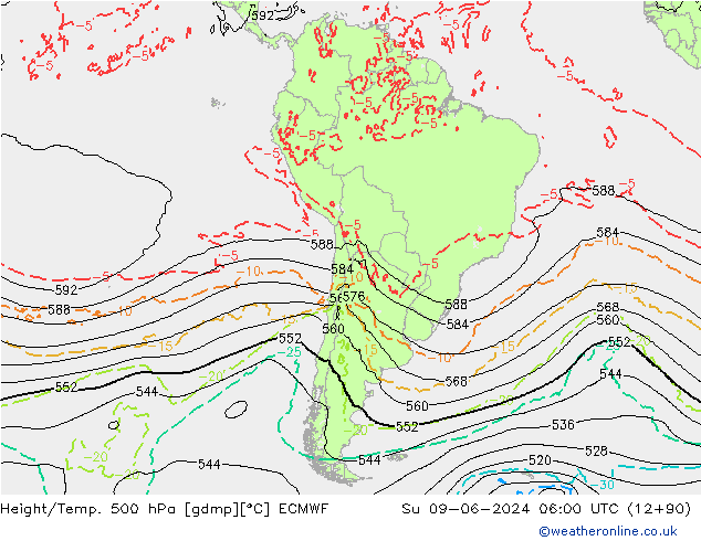 Z500/Rain (+SLP)/Z850 ECMWF Su 09.06.2024 06 UTC