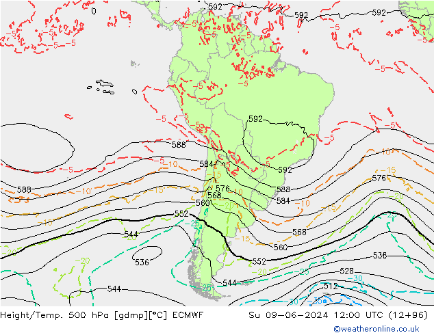 Z500/Rain (+SLP)/Z850 ECMWF Su 09.06.2024 12 UTC