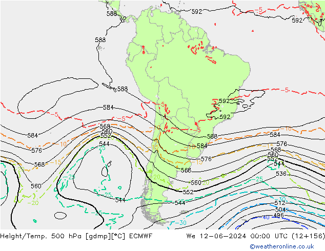 Z500/Rain (+SLP)/Z850 ECMWF ср 12.06.2024 00 UTC