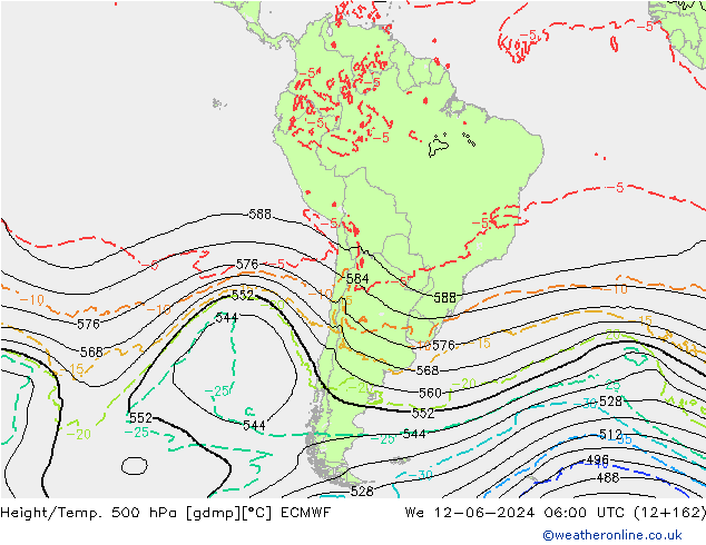 Z500/Yağmur (+YB)/Z850 ECMWF Çar 12.06.2024 06 UTC