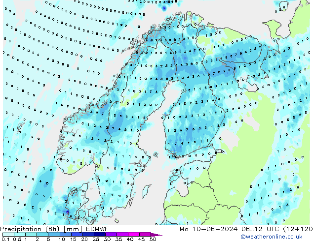 Z500/Rain (+SLP)/Z850 ECMWF lun 10.06.2024 12 UTC