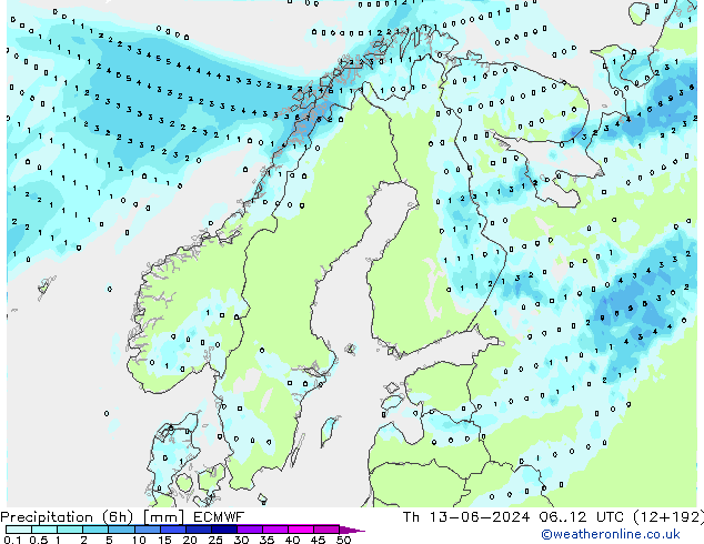 Z500/Rain (+SLP)/Z850 ECMWF Qui 13.06.2024 12 UTC