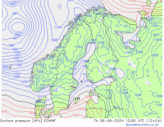 Bodendruck ECMWF Do 06.06.2024 12 UTC