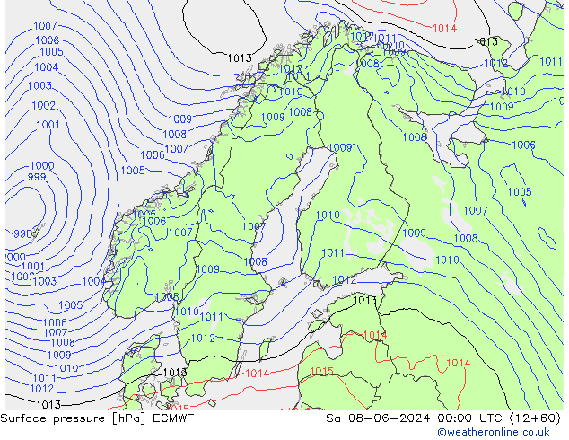 Luchtdruk (Grond) ECMWF za 08.06.2024 00 UTC