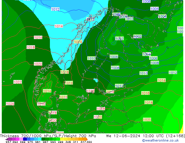 700-1000 hPa Kalınlığı ECMWF Çar 12.06.2024 12 UTC