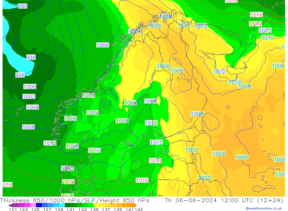 Thck 850-1000 hPa ECMWF Th 06.06.2024 12 UTC