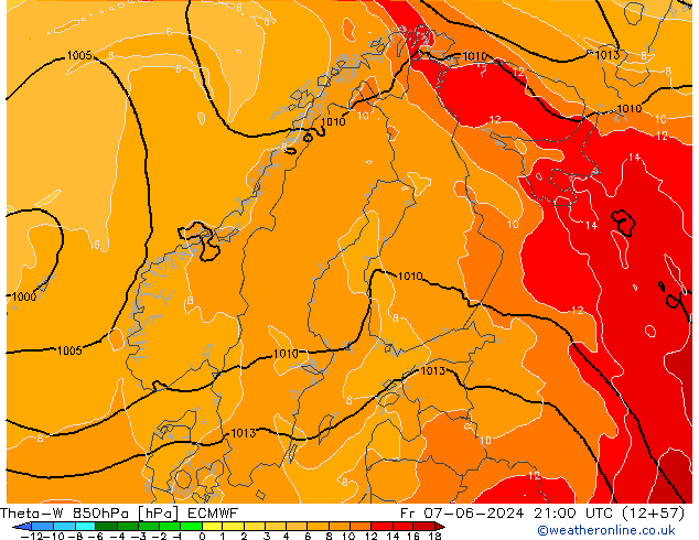 Theta-W 850hPa ECMWF ven 07.06.2024 21 UTC