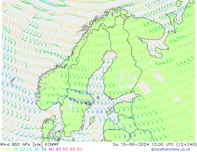 Vent 850 hPa ECMWF sam 15.06.2024 12 UTC