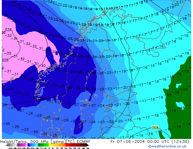 Z500/Rain (+SLP)/Z850 ECMWF Fr 07.06.2024 00 UTC