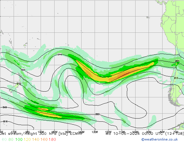 Jet stream/Height 300 hPa ECMWF Mo 10.06.2024 00 UTC