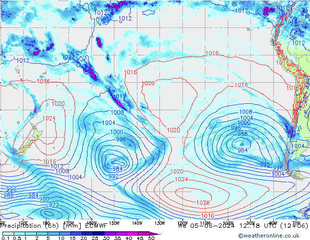 Precipitation (6h) ECMWF We 05.06.2024 18 UTC