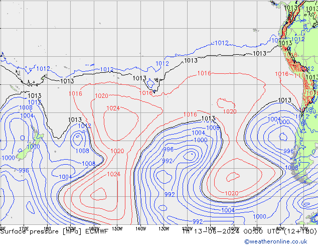 Yer basıncı ECMWF Per 13.06.2024 00 UTC