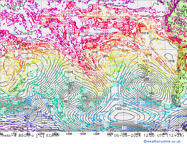 Theta-e 850hPa ECMWF Do 06.06.2024 12 UTC