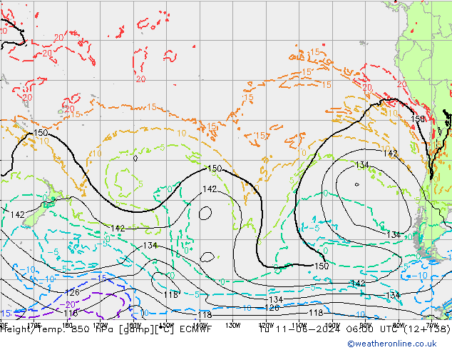 Z500/Regen(+SLP)/Z850 ECMWF di 11.06.2024 06 UTC