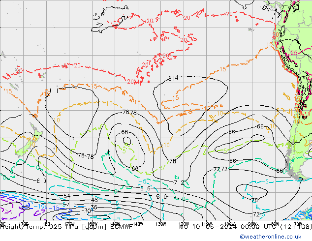 Height/Temp. 925 гПа ECMWF пн 10.06.2024 00 UTC