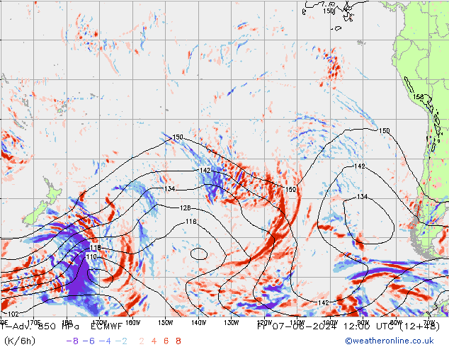 T-Adv. 850 hPa ECMWF Sex 07.06.2024 12 UTC