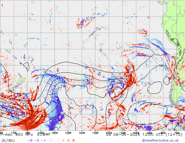 T-Adv. 850 hPa ECMWF sáb 08.06.2024 12 UTC