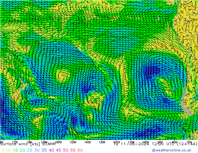 Vento 10 m ECMWF Ter 11.06.2024 12 UTC